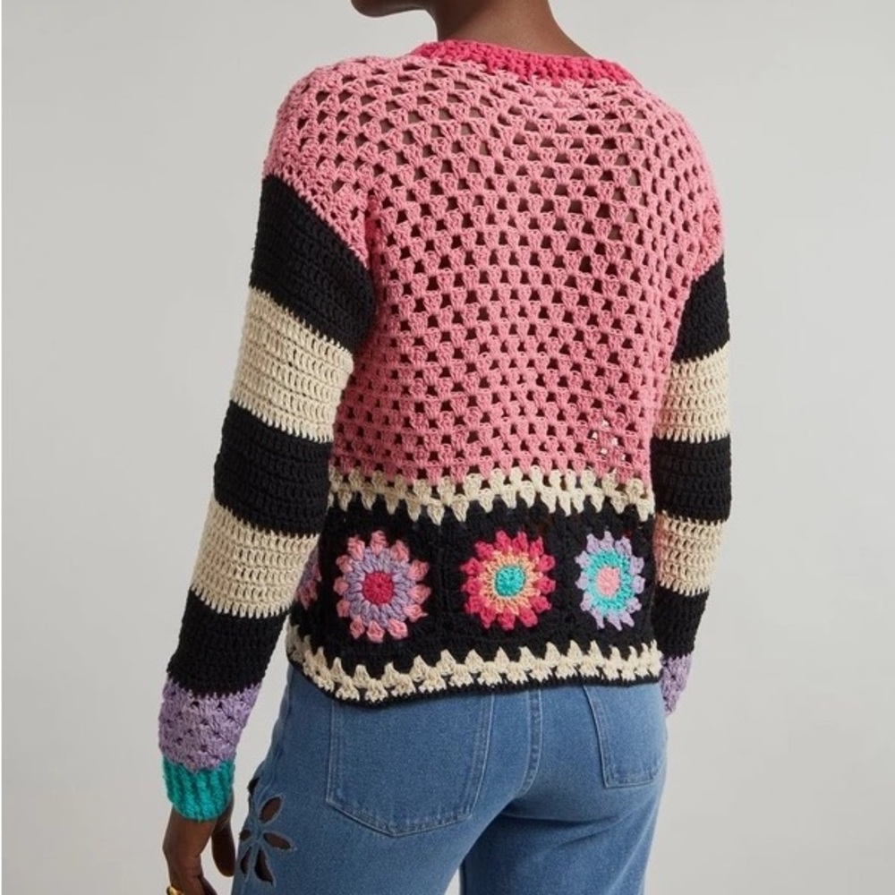 Tach Multi Colored Patterned Crochet Sweater - image 2